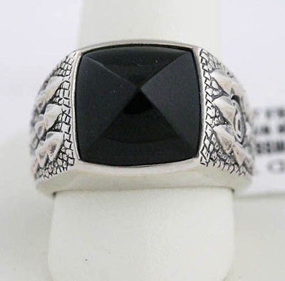 DAVID YURMAN Black Jade Mens Alligator Ring Silver 10 $750