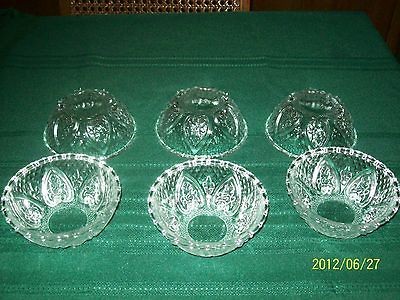   MALAYSIA SMALL GLASS BOWLS HEARTS ROSES FLEUR DE LIS PATTERN Lot 6