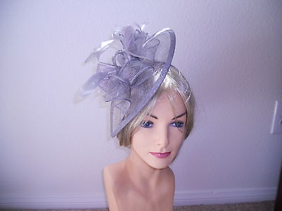   fascinator Kentucky derby hat GRAY hat church hat DRESS HAT silver