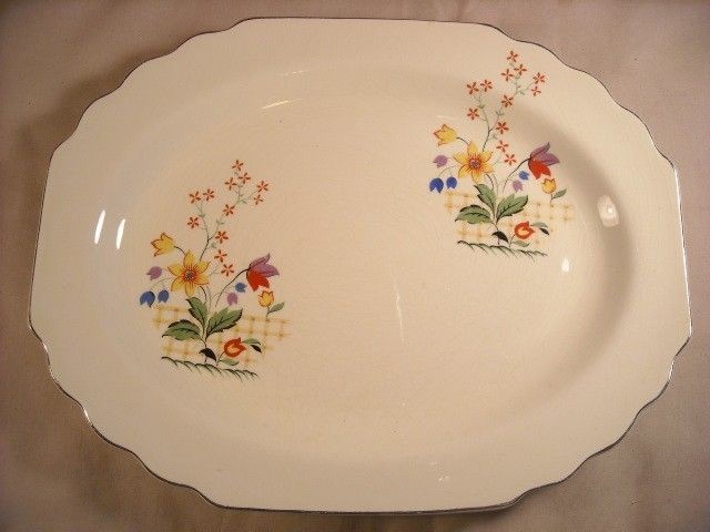 VINTAGE W.S. GEORGE CANARYTINE CHINA PLATTER 13 X 10