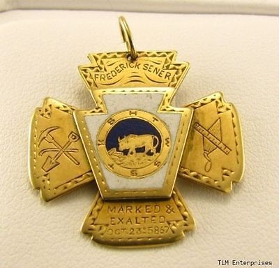 KNIGHTS TEMPLAR Mark Mason   GOLD 1867 Watch FOB