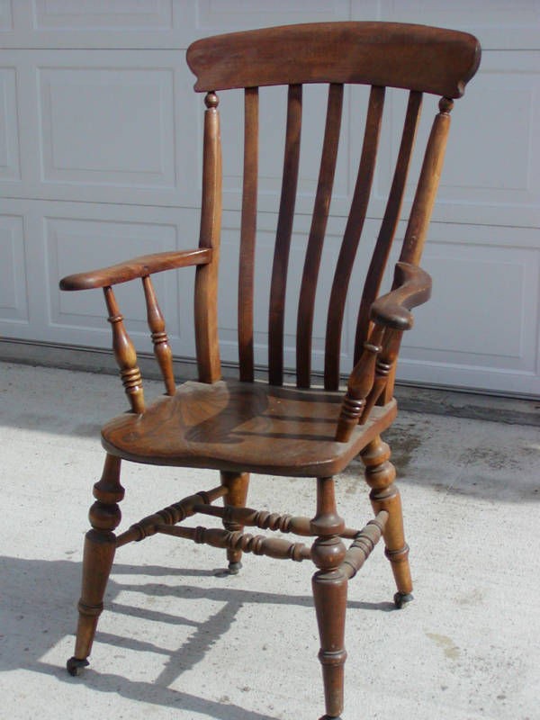 Antique Gentlemans OAK Chair frm ENGLAND  wood wheels