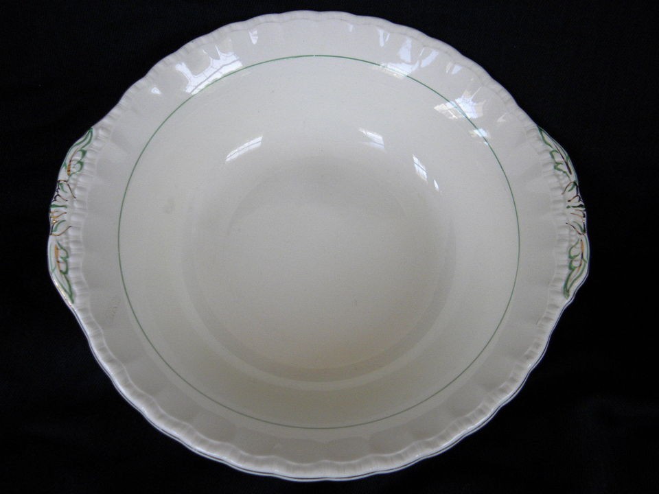 Grindley Cream Petal Large Vegetable Bowl Green Line Pattern