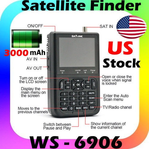 Satellite Signal Finder Meter SATLINK WS6906 DVB S FTA Data with 