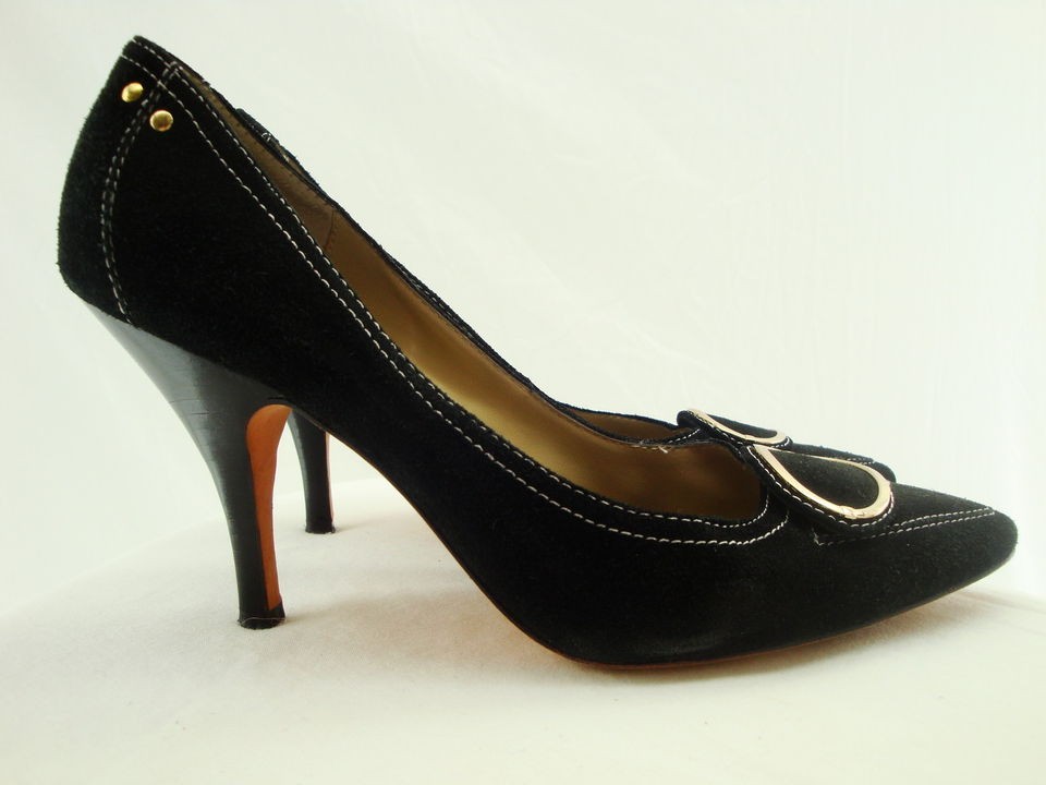 OSCAR DE LA RENTA DINA BLACK LEATHER PUMPS~SZ 8.5M~VERO CUOIO 