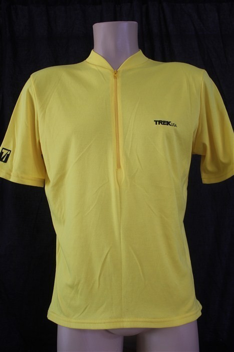 Trek Size LARGE Bright Yellow Black Logo SS 1/4 Zip Cycling Bike 