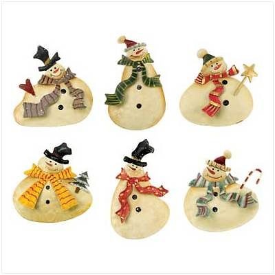 XMAS HOLIDAY CHEERFUL METAL SNOWMAN MAGNETS 36PC SET