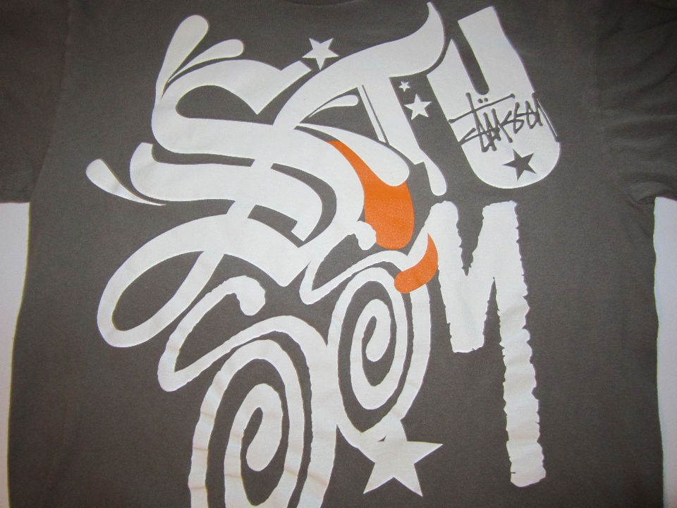 Mens T Shirt stussy DESIGN art gray size sz L large