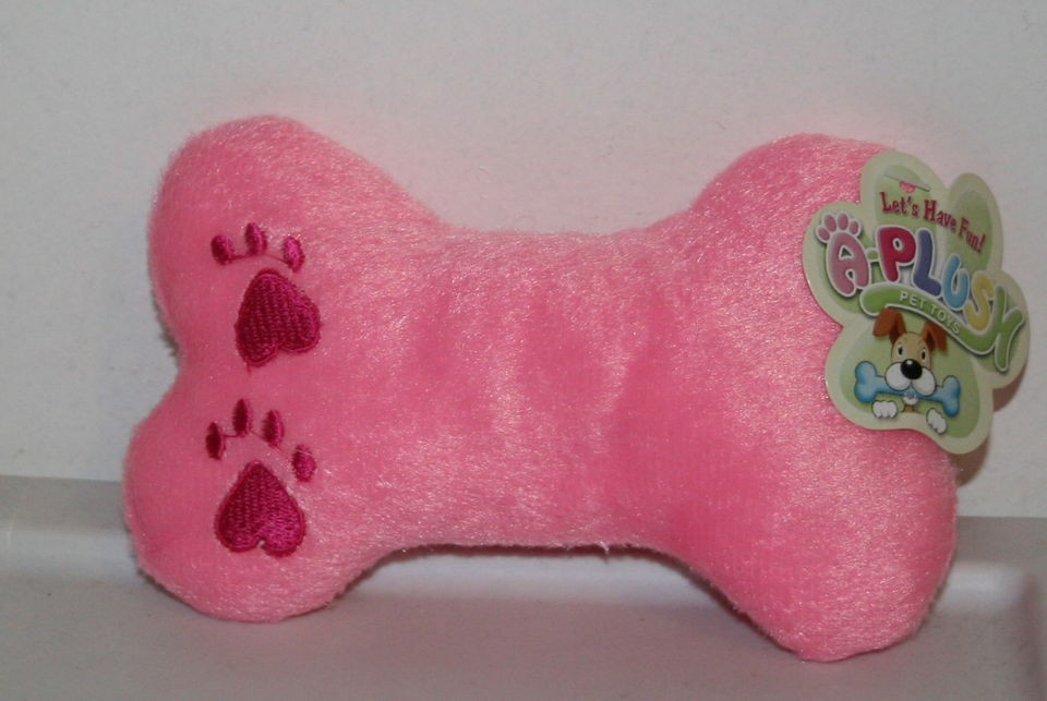LIL PLUSH BONE PINK W/PAWS SQUEAKING DOG TOY SMALL 5 1/2 LONG
