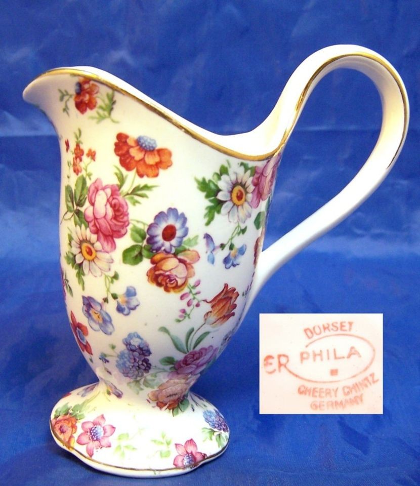 Dorset Cheery Chintz Erphila Germany Small Tall Creamer 3 oz.