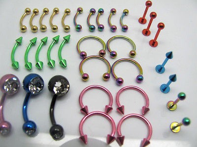 wholesale 33PCS body pierce lip navel belly tongue eyebrow bar Rings