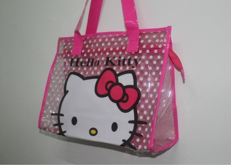 Fashion PVC Transparent Hello Kity Shopping HandBag,Waterp​roof 