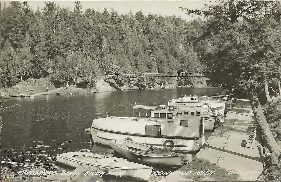 TUGS UP IRONWOOD MI RPPC Great Lakes Commercial Fishing Tug Boat SS 