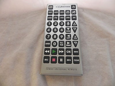 EMERSON JUMBO UNIVERSAL REMOTE CONTROL   TV, DVD, VCR,