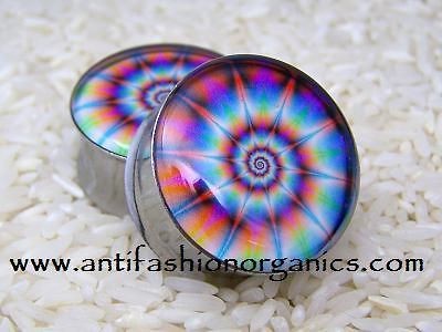   TO ORDER Tie Dye Explosion Picture Plugs gauges stretchers ear jewelry