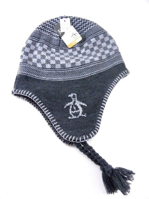 New Penguin Original Heather Gray Strap Beanie Winter Snow Hat Men One 