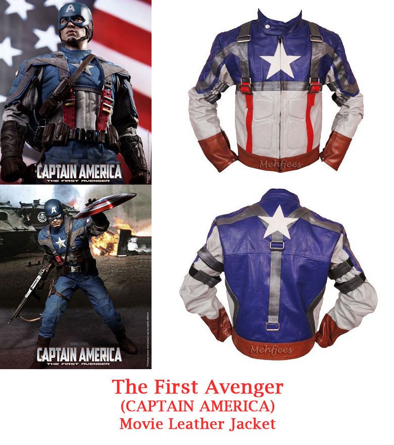 The First Avenger    Captain America   Movie Leather Jacket    Free 