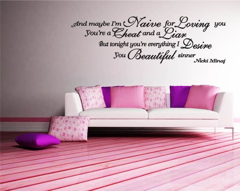 Nicki Minaj Beautiful Sinner Song Lyrics Wall Art Decal Sticker WA0242