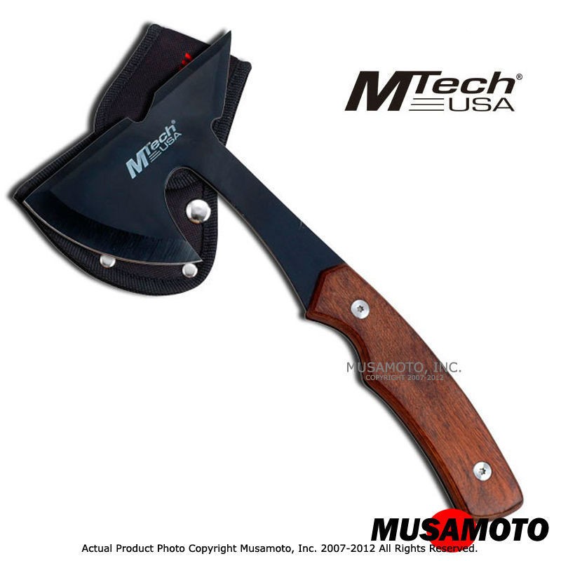 Mtech USA Small Throwing Fixed Blade Black Axe Hunting Hatchet 