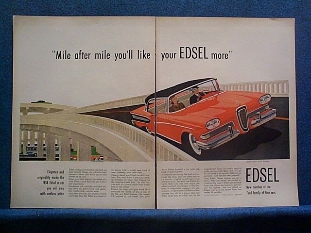 1958 Edsel 2 PG Ad ~ Citation 2 door Hardtop Red/Black