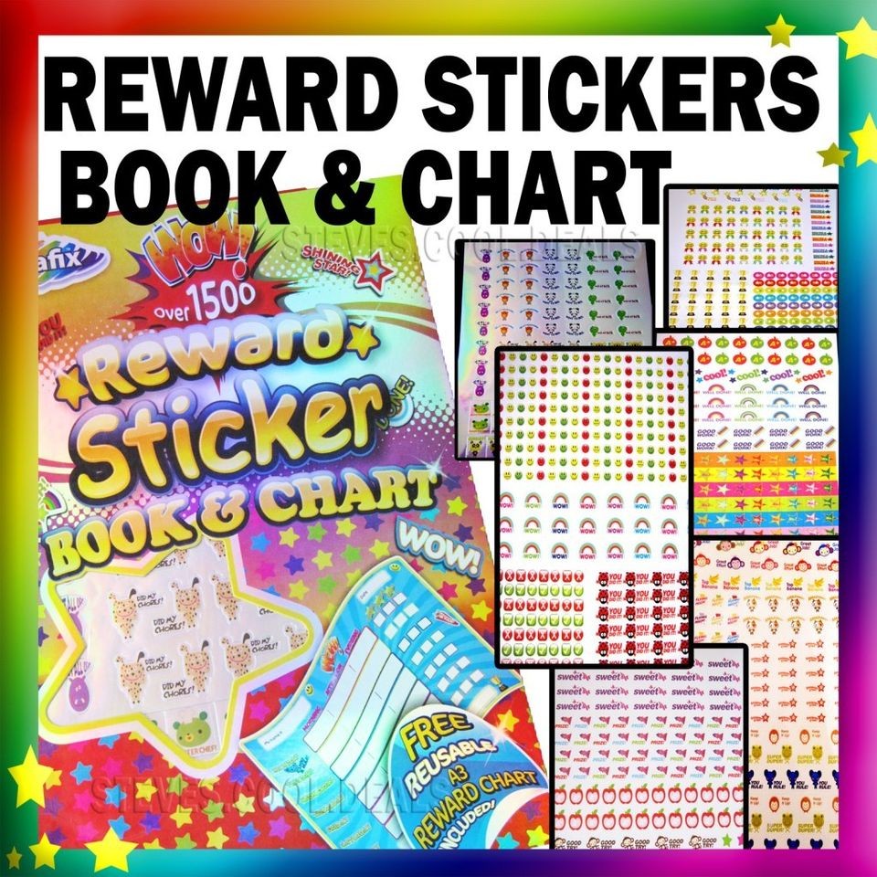   KIDS A3 REWARD CHART STICKERS TEACHER GOOD BEHAVIOUR A4 BOOK PAD STARS