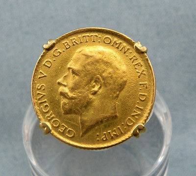 1925 King George V British Sovereign 22K Gold Coin Ring,Size7.25 