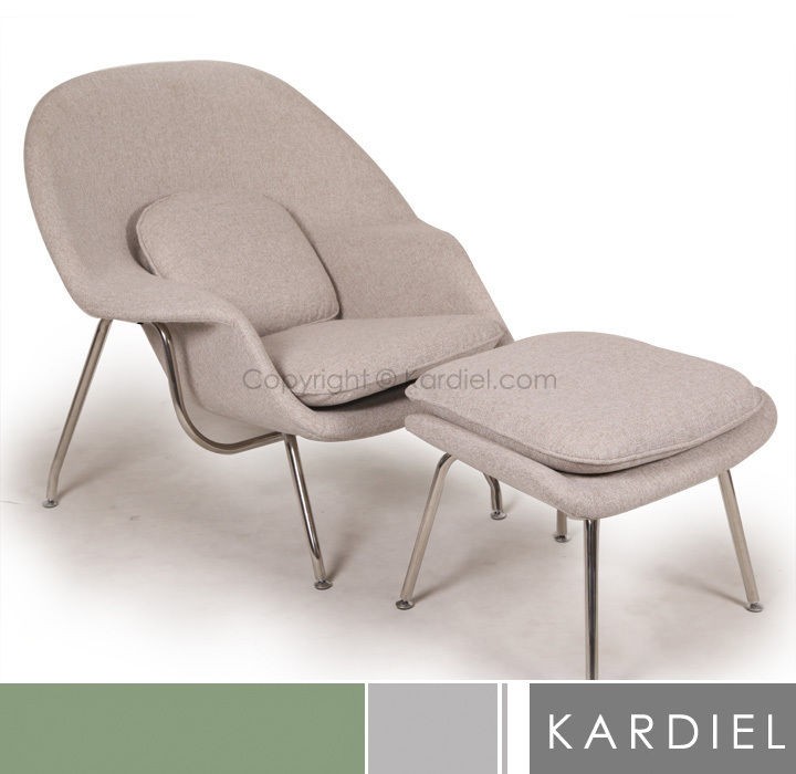 WOMB CHAIR & OTTOMAN KHAKI TWILL Danish mid century modern lounge 