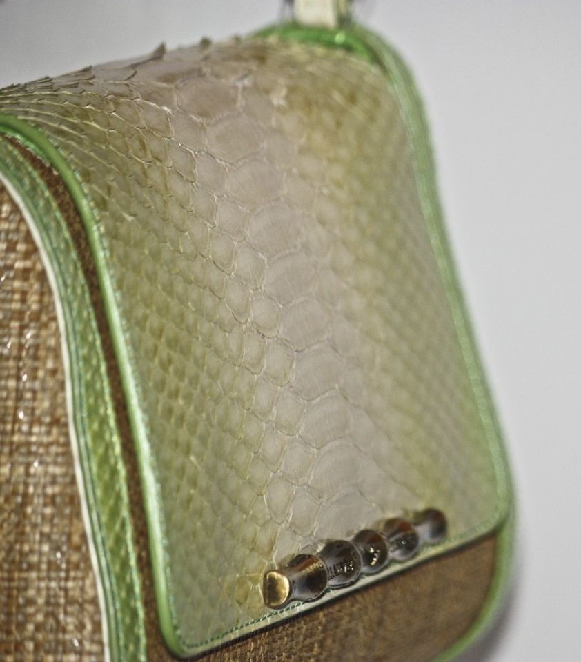 NWT Elaine Turner Bag, signature bamboo details, w/SNAKE SKIN 