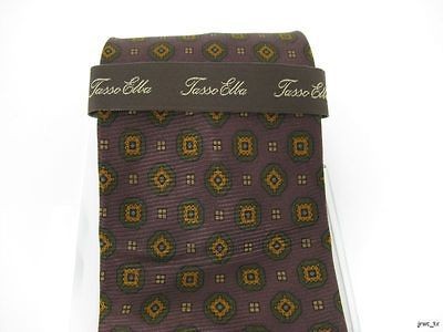 Tasso Elba 100% Silk Necktie Tie Eggplant Geometric New MSRP $49.50 