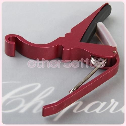 Quick Change Guitar Trigger Capo Key Clamp fit Ukulele or Banjo Red 