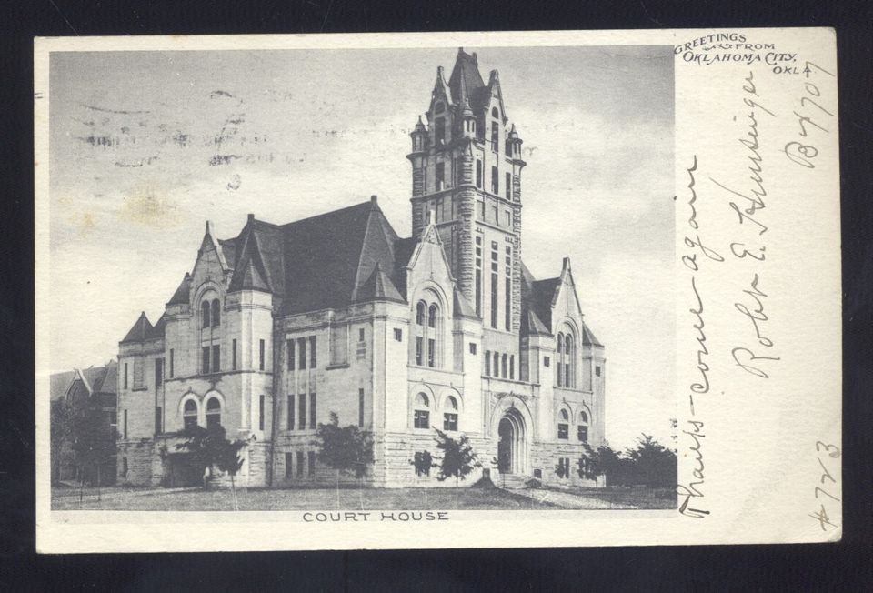 OKLAHOMA CITY OKLAHOMA TERRITORY COURT HOUSE 1906 ANTIQUE VINTAGE 