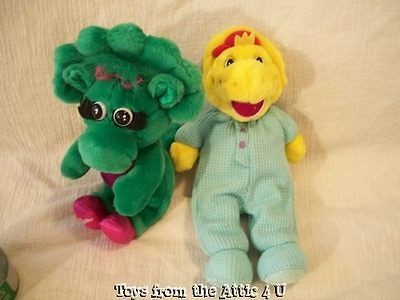 LYONS GOLDEN BEAR THERMAL BJ & PLUSH BABY BOP DINOSAUR BARNEY FRIEND 