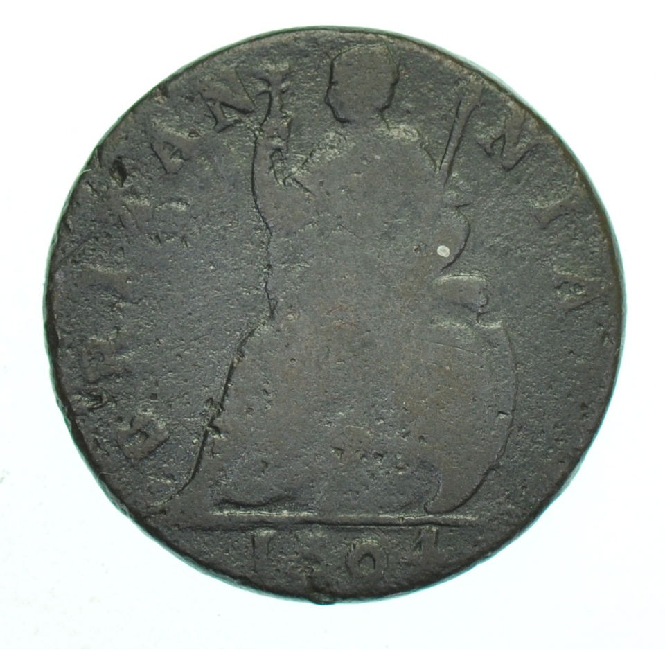   RARE 1694 FARTHING [V/A IN GVLIELMVS] BRITISH COIN WILLIAM & MARY F