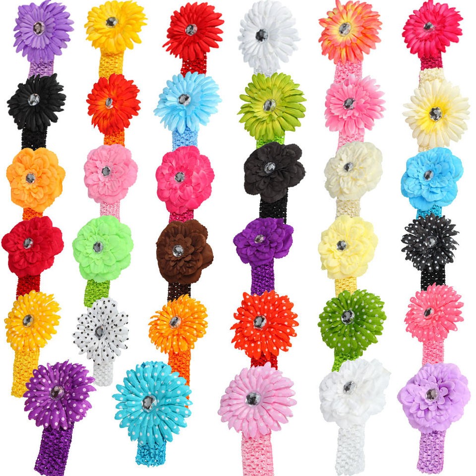   Coloful Kid Baby Girl Peony Diasy Flower Hairbands Hairbows Headwear