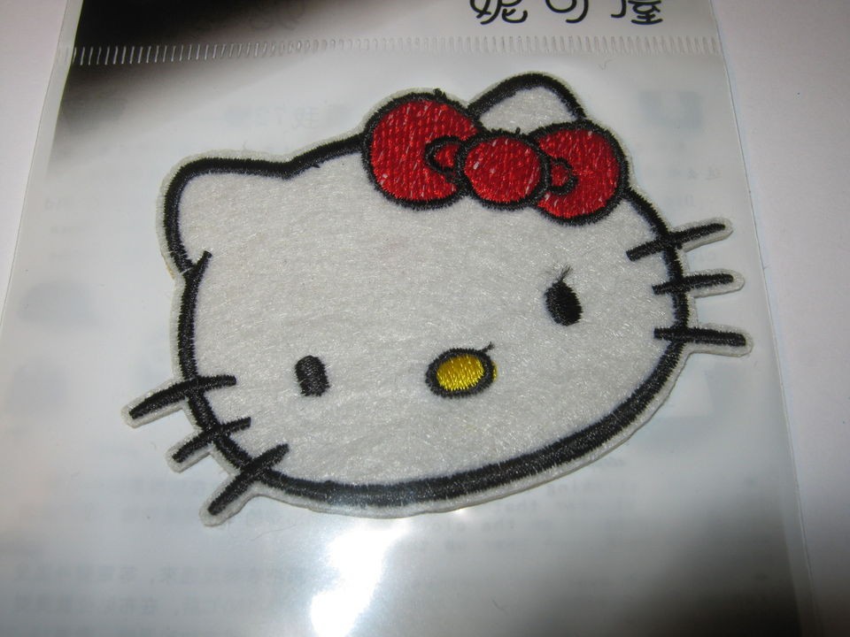 HELLO KITTY Embroidered Fabric Iron On Transfer Applique Patch RED BOW