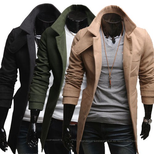 Men’s single breaste​d Casual Slim Long Sleeve Blazer Tweed Coat 