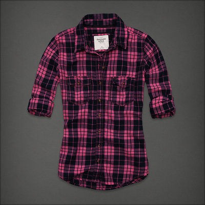 MSRP~$78 NWT NEW ABERCROMBIE & FITCH * HAILEY * PINK PLAID SHIRT 