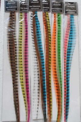   listed HOT 6PCS Grizzly Feather look Hair Extension Strands w/clip