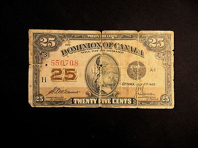 1923 25 Cent Fractional Note   Shinplaster Dominion Of Canada   Serial 