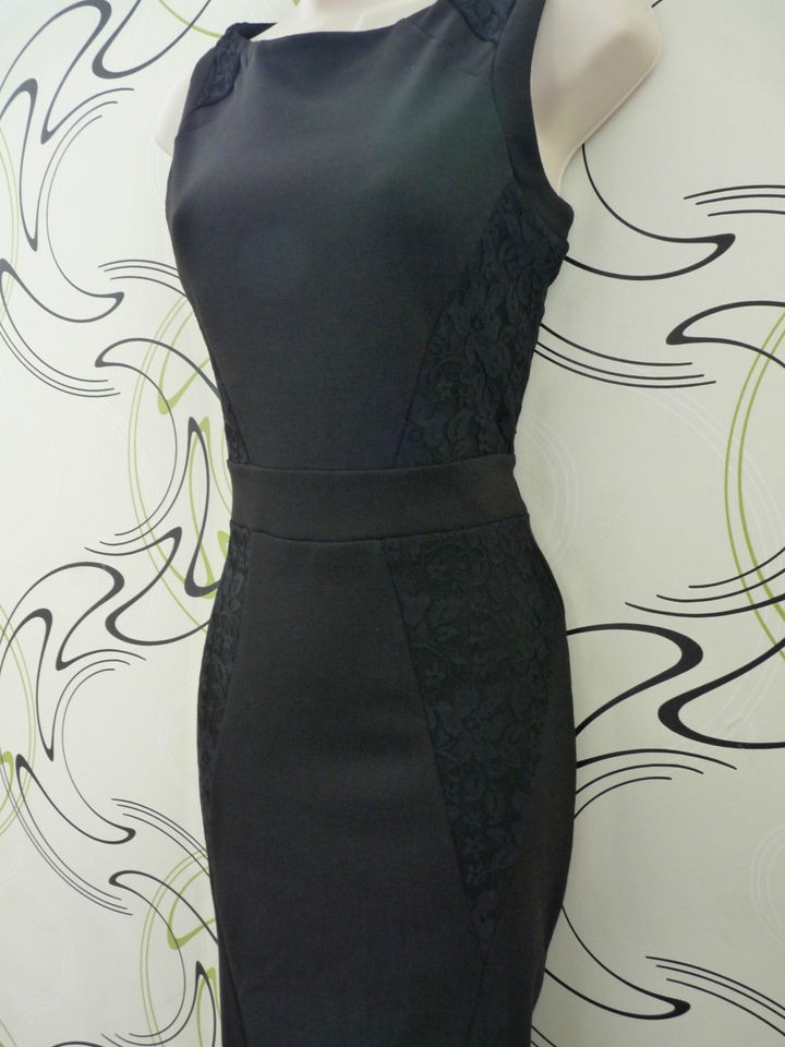 NEW DOROTHY PERKINS BLACK PENCIL DRESS LBD WIGGLE LACE SZ 8 10 12 14