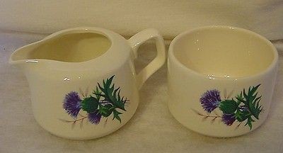 CARRIGALINE Pottery Ireland Thistle Creamer & Suger