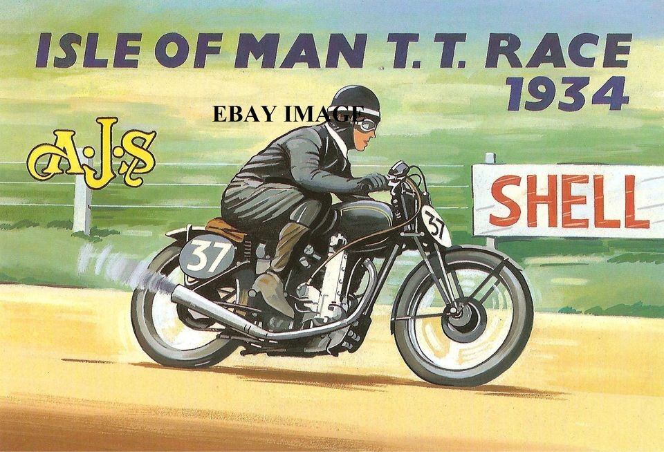 VINTAGE ISLE OF MAN TT MOTORCYCLE RACING POSTER 420 X 297mm A3 (67 