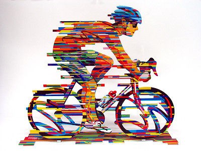 David Gerstein Modern Art CHAMPION Bicycle Racer Metal Print Sculpture 