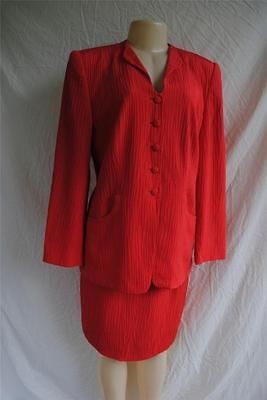 RENA LANGE Bergdorf Goodman Textured SILK Skirt Suit Jacket Blazer 46 