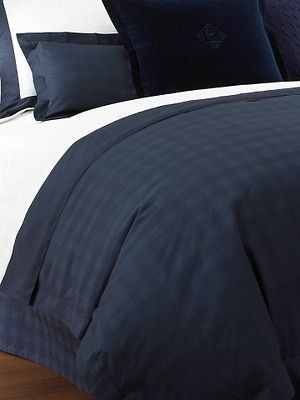 RALPH LAUREN Glen Plaid Navy Cuff STANDARD Pillowcases White / Navy