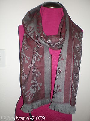 Psycho Bunny Robert Godley Mens 100% Wool Burgundy Scarf NWT