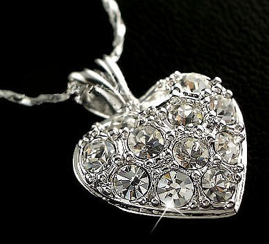  Gold gp Brilliant lab Diamond Pave Love Solid Heart Party Pendant 