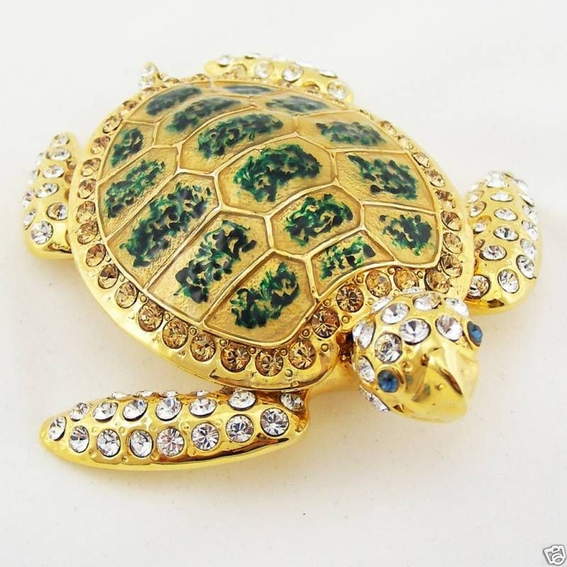 Turtle Tortosie Figurine Gold Swarovski Crystal Juju Palais Royal 