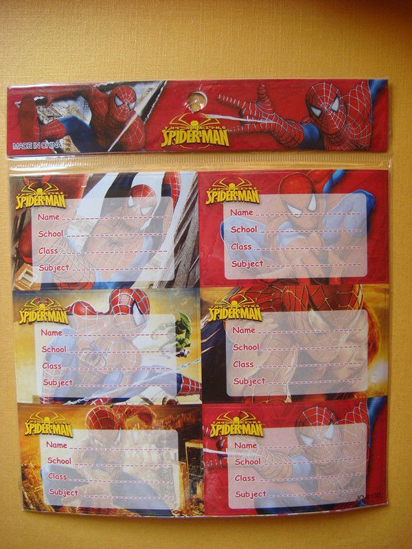   Of Spiderman Name Label Stickers Student ID Tags Kid Gifts S#09004