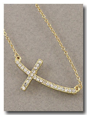 gold sideways cross necklace in Fashion Jewelry